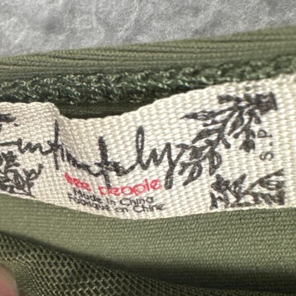 Free People Bodysuit Keep It Sleek Olive Green Thong Deep V Boho Versatile SZ S - Picture 7 of 9